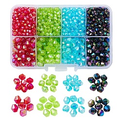 8 Style Bicone AB Color Plated Eco-Friendly Transparent Acrylic Beads, Mixed Color, 4~6x4~6mm, Hole: 1mm(TACR-YW0001-37B)