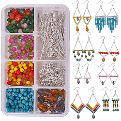 SUNNYCLUE DIY Earring Making, with Natural/Synthetic Gemstone Beads, Iron Cable Chains, Silver-color Iron Eye Pin and Brass Earring Hooks, Mixed Color, 110x70x30mm(DIY-SC0007-19)