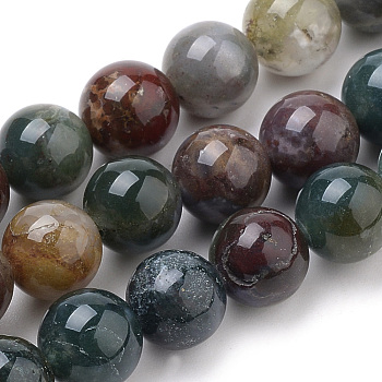 Natural Indian Agate Beads Strands, Round, 6mm, Hole: 1mm, about 60pcs/strand, 15.7 inch