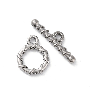 304 Stainless Steel Ring Toggle Clasps, Stainless Steel Color, 13x10x2mm, Hole: 1.6mm