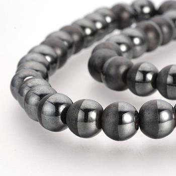 Non-magnetic Synthetic Hematite Beads Strands, Matte Style, Round, 10mm, Hole: 1mm, about 40pcs/strand, 15.7 inch