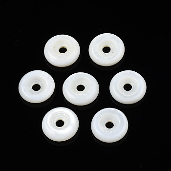 Natural Freshwater Shell Beads, Donut/Disc, Seashell Color, 10.5x3mm, Hole: 2mm