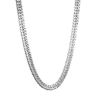 201 Stainless Steel Curb Chain Necklaces, Stainless Steel Color, 20.08 inch(51cm)