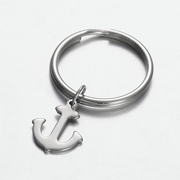 Stainless Steel Anchor Keychain, Stainless Steel Color, 43mm