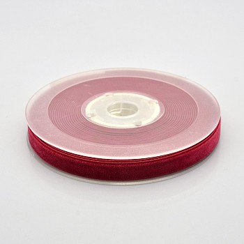 Polyester Velvet Ribbon for Gift Packing and Festival Decoration, Dark Red, 3/8 inch(10mm), about 50yards/roll(45.72m/roll)