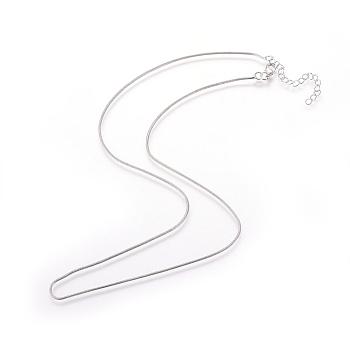 Brass Round Snake Chains Necklace Making, Platinum, 17.72~18.11 inch(45~46cm), 1mm