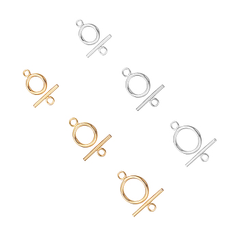 304 Stainless Steel Toggle Clasps, Golden & Stainless Steel Color, 6.8x5.2x1.1cm, 24sets/box