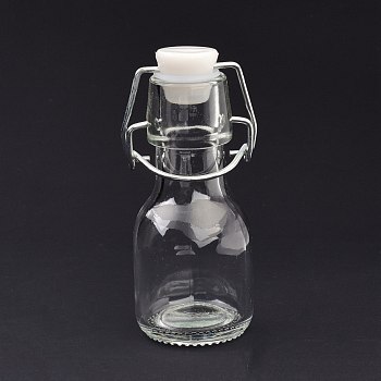 (Defective Closeout Sale: Oxidized), Glass Sealed Bottle, with Swing Top Stoppers, for Home Kitchen, Arts & Crafts Projects, Clear, 5.1x4.6x11.2cm