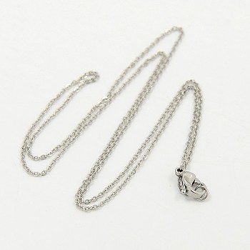 Stainless Steel Necklaces, with Lobster Claw Clasps, Stainless Steel Color, 17.7 inch(45cm)