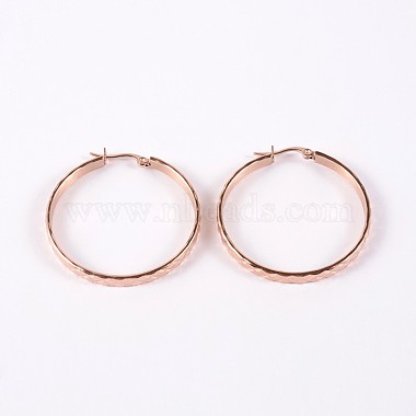Ring 304 Stainless Steel Hoop Earrings(X-EJEW-P040-52RG)-2
