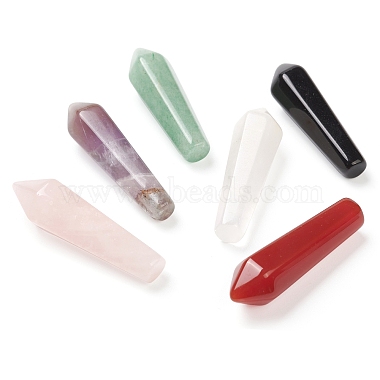 6Pcs 6 Style Natural Mixed Gemstone Pointed Beads(G-FS0002-20)-4