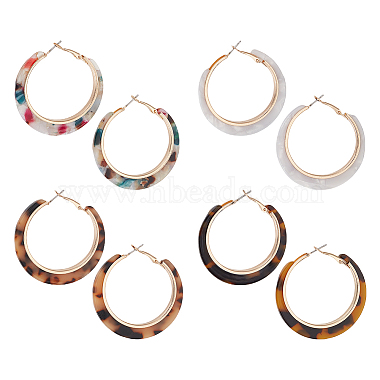 Mixed Color Round Cellulose Acetate Earrings