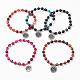 Natural Striped Agate/Banded Agate(Dyed) Charm Bracelets(BJEW-JB03249)-1