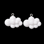 Opaque Acrylic Pendants, Cloud Charms, with Platinum Tone Iron Loops, White, 21.5x26.5x12.5mm, Hole: 1.5mm(OACR-G063-01A)