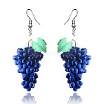 Acrylic & Alloy Dangle Earrings, Platinum, Grape, 69x29mm(WGEBD91-01)