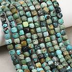 Natural HuBei Turquoise Beads Strands, Cube, Grade A, Faceted, 6~6.5x6~6.5x6mm, Hole: 0.9mm, about 64pcs/strand, 14.96''(38cm)(G-B175-C03-6x6mm)
