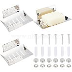 304 Stainless Steel Soap Dishes, Draining Soap Savers for Bar Soap, Wall Mounted Soap Holder, Rectangle, with Screws, Anchor Plugs, Cap, Spacer, Stainless Steel Color, Holder: 89x113x47mm(AJEW-UN0001-24P)