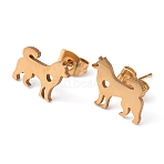 304 Stainless Steel Stud Earrings for Women, with Ear Nuts, Dog, Golden, 9x12mm, Pin: 0.6mm(EJEW-TAC0010-013G)