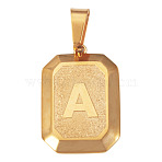 1Pc Stainless Steel Rectangle with Letter Pendants, Golden, Letter A, 29x20mm(NJEW-TA0001-22A)