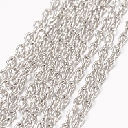Iron Cable Chains, Unwelded, with Spool, Oval, Platinum, 3x2mm, about 305.11 Feet(93m)/roll(CH-L001-05P)