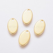 304 Stainless Steel Charms, Stamping Blank Tag, Oval, Real 24K Gold Plated, 12.5x7.5x1mm, Hole: 1.5mm(X-STAS-L234-065D-G)