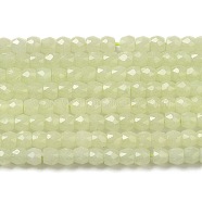 Synthetic Luminous Stone Beads Strands, Faceted, Barrel, Glow in the Dark, Yellow Green, 4x3.5mm, Hole: 0.7mm, about 102pcs/strand, 14.37 inch(36.5cm)(G-C086-01B-02)