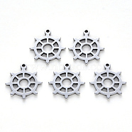 201 Stainless Steel Pendants, Laser Cut, Helm, Stainless Steel Color, 17x15x1mm, Hole: 1.2mm(STAS-N092-02)