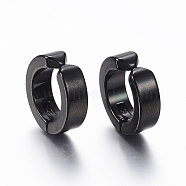 304 Stainless Steel Clip-on Earrings, Hypoallergenic Earrings, Gunmetal, 13x4mm(EJEW-H351-18B)