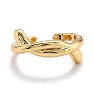Brass Cuff Rings, Open Rings, Knot, Real 18K Gold Plated, US Size 7 1/4(17.5mm)(RJEW-O044-01G)