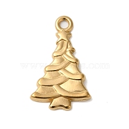 Ion Plating(IP) 304 Stainless Steel Pendants, Christmas Tree Charm, Real 18K Gold Plated, 25x15x2mm, Hole: 2mm(STAS-N103-69G)