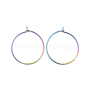 316 Surgical Stainless Steel Hoop Earrings Findings, Wine Glass Charms Rings, Rainbow Color, 21 Gauge, 25x0.7mm, Pin: 0.6mm(STAS-F149-32M-C)