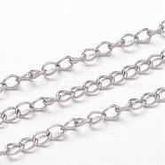 304 Stainless Steel Curb Chains, Twisted Chains, Unwelded, for Jewelry Making, Stainless Steel Color, 5x3.5x0.8mm(CHS-K004-11P-0.8mm)