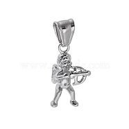 304 Stainless Steel Pendants, Cupid Charm, Anti-Tarnish, Stainless Steel Color, 23x13.5x12mm, Hole: 7.2x4.7mm(STAS-R158-02P)