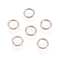 304 Stainless Steel Open Jump Rings, Rose Gold, 20 Gauge, 6x0.8mm, Inner Diameter: 4.5mm(STAS-O098-01RG-15)