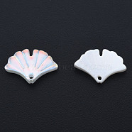 ABS Plastic Imitation Pearl Pendants, AB Color Plated, Ginkgo Leaf, Creamy White, 11~12x17x2.5mm, Hole: 1.4mm(KY-N015-20)