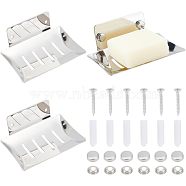 Unicraftale 304 Stainless Steel Soap Dishes, Draining Soap Savers for Bar Soap, Wall Mounted Soap Holder, Rectangle, with Screws, Anchor Plugs, Cap, Spacer, Stainless Steel Color, Holder: 89x113x47mm(AJEW-UN0001-24P)