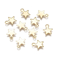 304 Stainless Steel Charms, Star, Real 24k Gold Plated, 8.4~9x7x0.6~0.7mm, Hole: 1.2mm(STAS-F159-43G)