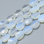 Opalite Bead Strands, Faceted, teardrop, 11x8x4~5mm, Hole: 1mm, about 18pcs/strand, 7.8 inch(G-T067-19)