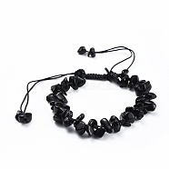 Adjustable Natural Obsidian Chip Beads Braided Bead Bracelets, with Nylon Thread, 1-7/8 inch(4.8cm)(BJEW-JB04392-03)