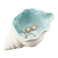 Ocean-themed Ceramic Jewelry Plate, Storage Tray for Rings, Necklaces, Earring, Shell Pattern, 140x71x57mm(AJEW-WH0033-01B)