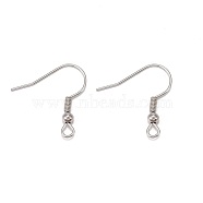 Iron Earring Hooks, Ear Wire, with Horizontal Loop, Cadmium Free & Lead Free, Platinum, 17~19x0.8mm, Hole: 2mm, 22 Gauge, Pin: 0.6mm(E135)