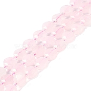 Natural Rose Quartz Beads Strands, with Seed Beads, Faceted Hexagonal Cut, Flat Round, 10~11x5~6mm, Hole: 1mm, about 30~31pcs/strand, 14.57~14.96 inch(37~38cm)(G-N342-07)