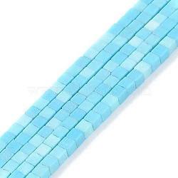 Natural Agate Beads Strands, Dyed, Cube, Deep Sky Blue, 2x2x2mm, Hole: 1mm, about 150pcs/strand, 15.08 inch(38.3cm)(G-M422-A01-04A)