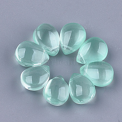 Transparent Spray Painted Glass Charms, teardrop, Medium Aquamarine, 12x9x7mm, Hole: 1mm(X-GLAA-S183-14B)