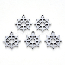 Tarnish Resistant 201 Stainless Steel Pendants, Laser Cut, Helm, Stainless Steel Color, 17x15x1mm, Hole: 1.2mm(STAS-N092-02)