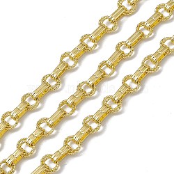 Brass Ring & Rectangle Link Chains, with Spool, Unwelded, Long-Lasting Plated, Cadmium Free & Nickel Free & Lead Free, Real 18K Gold Plated, 10x4.5x3mm, 8x1mm(CHC-P010-15G)