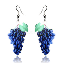 Acrylic & Alloy Dangle Earrings, Platinum, Grape, 69x29mm(WGEBD91-01)