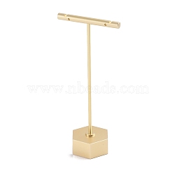 Aluminum Alloy T- Shape Earring Display Stand, with Hexagon Pedestal, Golden, 3.9x6x13.6cm(EDIS-WH0005-07G-B)