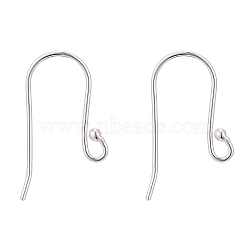 925 Sterling Silver Earring Hooks, Silver, 19x10mm, Hole: 1.5mm, 24 Gauge, Pin: 0.5mm(STER-G011-04)