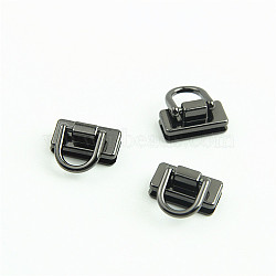 Zinc Alloy Side Clip Buckles Nail Rivet Connector Clasp, with D Ring, for Bag Hanger, Gunmetal, 10x20mm, Inner Diameter: 7.5x9mm(PURS-PW0001-121B)